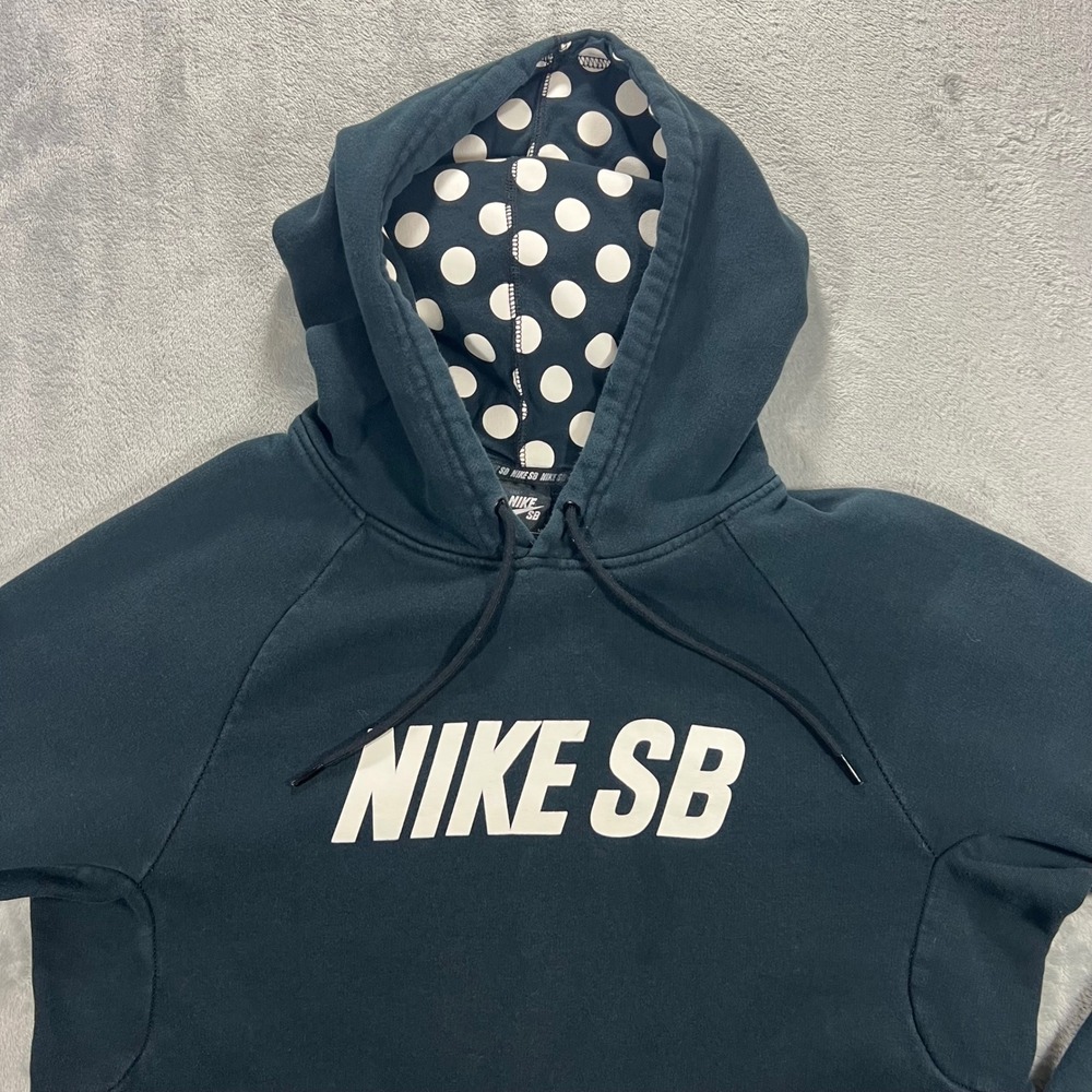 NIKE SB Hoodie Men Medium Black Polka Dot Hood Graphic Pullover 678944-010 Skate